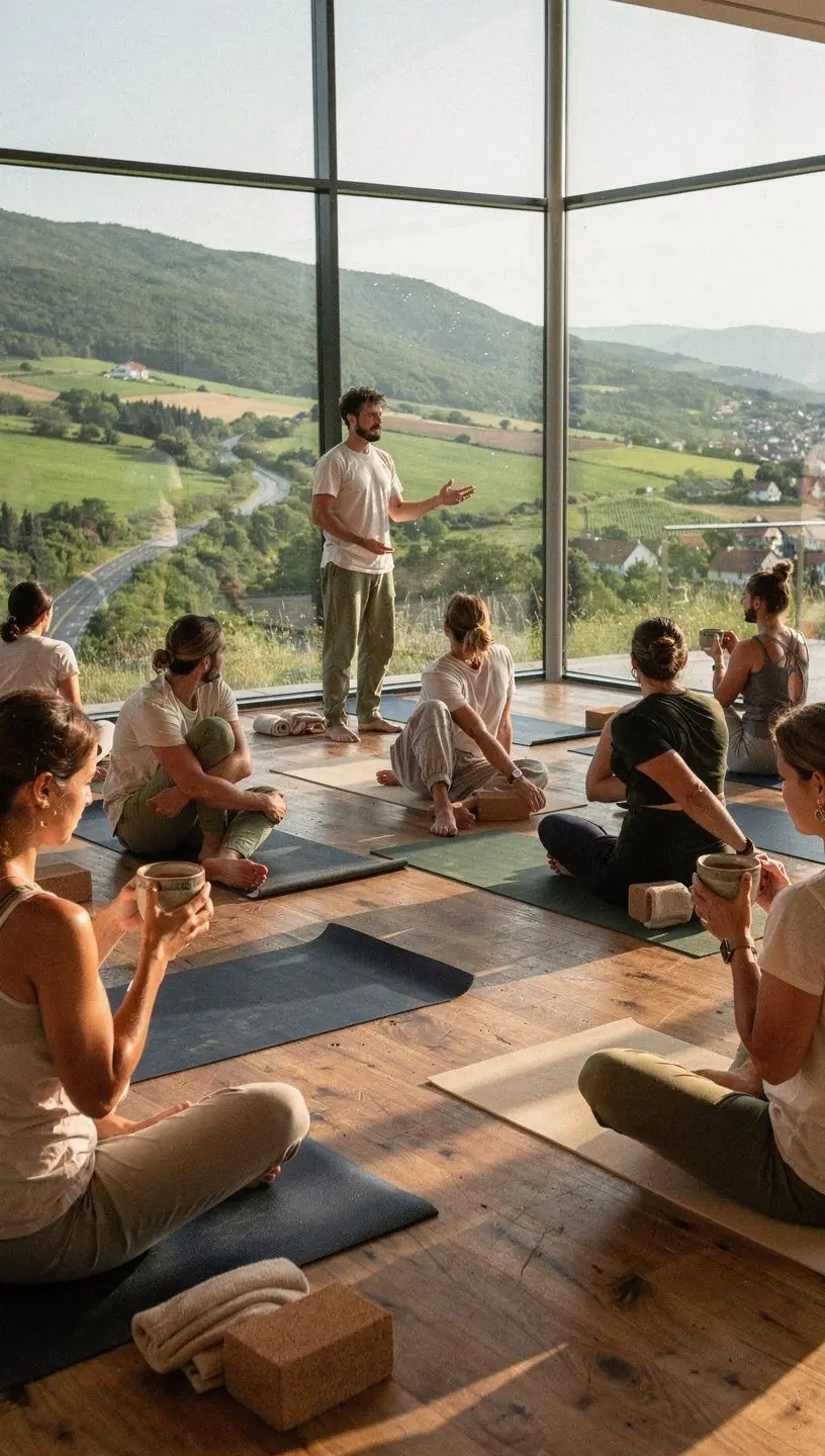 Žena koja uživa u čaju na terasi s pogledom na more
