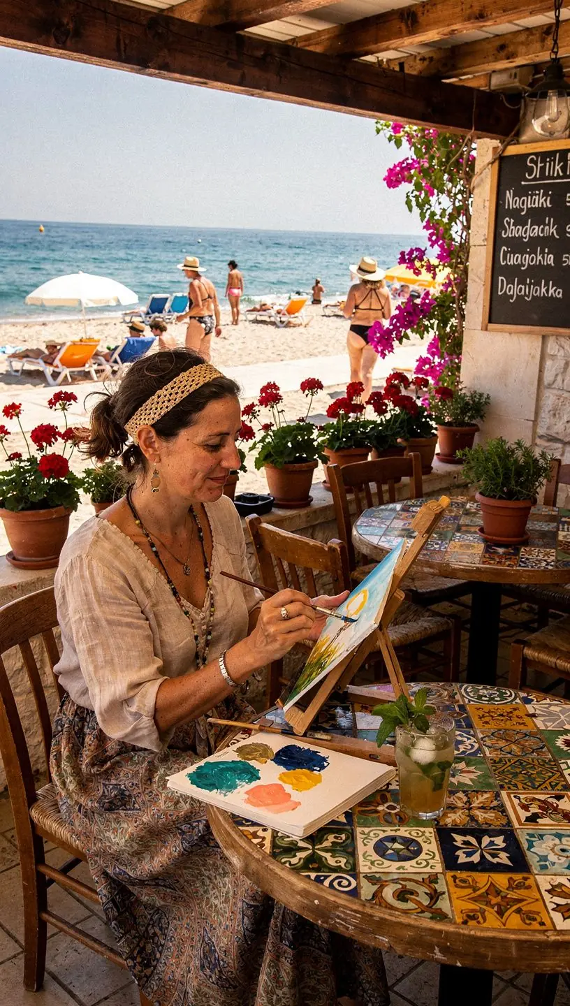 Pogled na mirnu prirodu uz šalicu čaja na stolu s kamenčićima